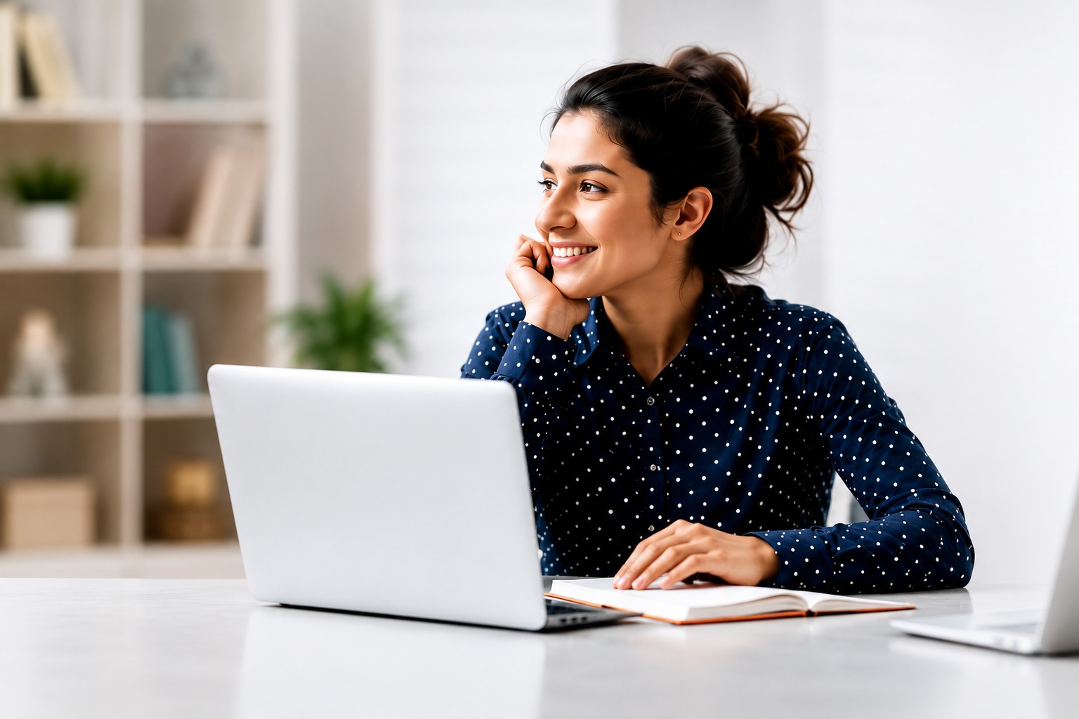Adult learner studying with laptop